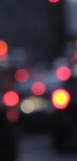 Blurry city lights create a vibrant bokeh effect on a mobile wallpaper.