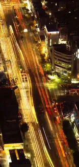 Vibrant city night lights captured in dynamic motion.