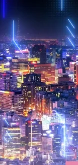 Colorful city skyline at night wallpaper.