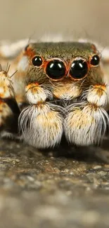 Close-up of a spider with detailed textures and vibrant colors for mobile wallpaper.