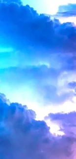 Vibrant blue and purple cloudscape mobile wallpaper.