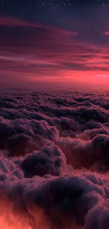 Vibrant purple and pink cloudscape at sunset.