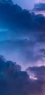 Vibrant cloudscape with purple and blue hues.