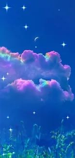 Dreamy clouds and vibrant sky mobile wallpaper with colorful hues.