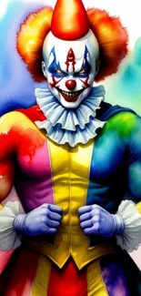 Colorful clown artistic mobile wallpaper with vibrant design.