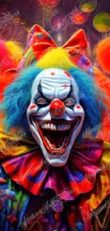 Colorful clown art wallpaper with vibrant hues.