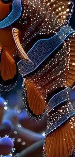 Illustration of a vibrant clownfish with sparkling details in digital art style.