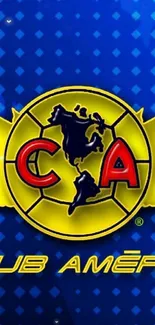 Vibrant Club America logo on blue and yellow background mobile wallpaper.