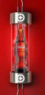 Coca-Cola bottle in a futuristic red setting