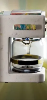 Vibrant coffee machine art wallpaper design.