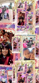 Colorful collage wallpaper with family photos and vibrant design.