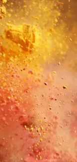 Abstract yellow and pink color explosion wallpaper, vibrant and lively art.