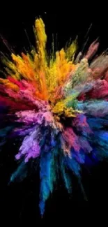 Vibrant explosion of colors on a dark background.