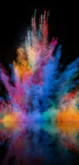 Vibrant color explosion on a dark background wallpaper.