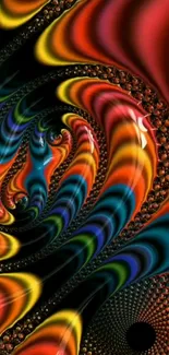 Vibrant fractal art wallpaper with swirling, colorful patterns.