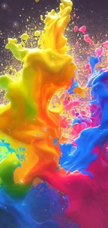 Colorful splash wallpaper with vibrant yellow and blue hues.