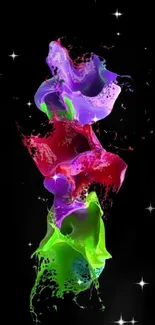 Vibrant abstract splash wallpaper with colorful hues on a black background.