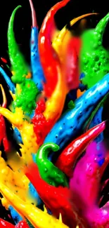 Vibrant color splash creating an abstract wallpaper.