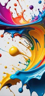 Vibrant paint splash wallpaper with colorful swirling patterns.