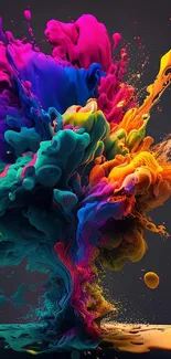 Colorful abstract splash art with vibrant hues on a dark background.