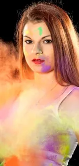 Vibrant portrait with colorful powder