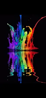 Vibrant rainbow colors splashing on black background.