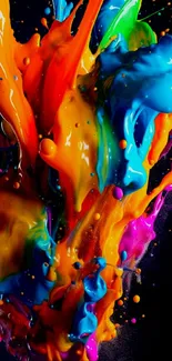 Vibrant multicolor paint splash wallpaper, perfect for mobile.