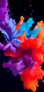 Vibrant abstract color splash wallpaper with purple, blue, and red hues.