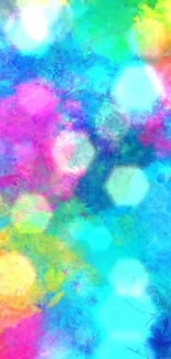 Vibrant abstract wallpaper with colorful splashes for mobile phones.