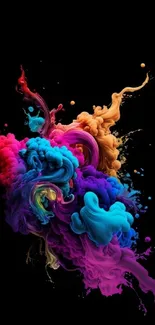 Vibrant splash of colors on black background.