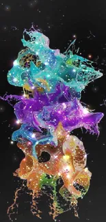 Vibrant abstract splash art on black background.