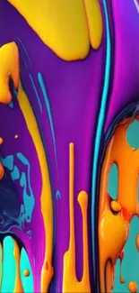 Vibrant abstract wallpaper with colorful liquid paint design.