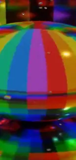 Colorful striped sphere with a vibrant design.