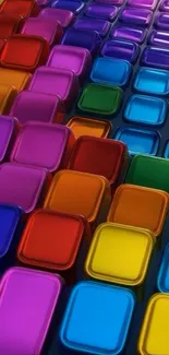 3D colorful blocks wallpaper with vibrant hues.
