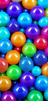 Vibrant wallpaper with colorful 3D balls in various shades.