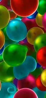 Colorful balloons floating in a vibrant display.