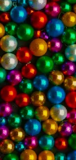 Vibrant multicolored beads arranged in a lively pattern.