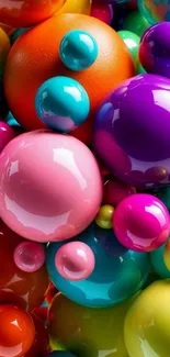 Vibrant, colorful bubbles with glossy finish in an abstract design.