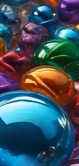 Colorful bubble wallpaper with vibrant blue and orange spheres.