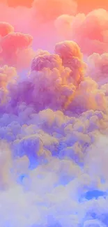 Vibrant, colorful cloudscape wallpaper with pastel hues of orange, pink, and purple.