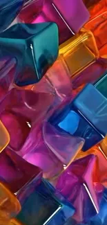 Vibrant colorful abstract crystal shapes wallpaper.