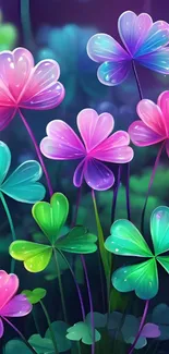 Vibrant and colorful floral art design wallpaper.