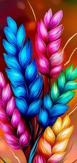 Vibrant colorful floral art wallpaper with multi-colored designs.