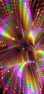 Vibrant fractal art wallpaper with colorful light patterns.