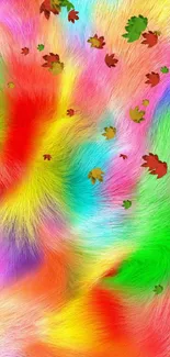 Vibrant colorful fur texture wallpaper with a mix of dynamic colors.