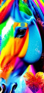 Colorful horse art wallpaper with vibrant and striking hues.