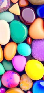 Colorful, vibrant pebbles mobile wallpaper with diverse hues and textures.