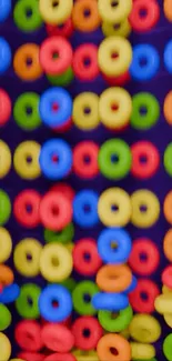Vibrant colorful rings on dark background.