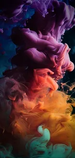 Vibrant and colorful abstract smoke design on wallpaper.