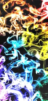 Dynamic and colorful smoke art wallpaper with vibrant colors.